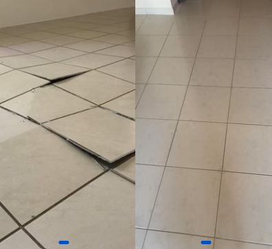 baldosas levantadas y el piso era un peligro,